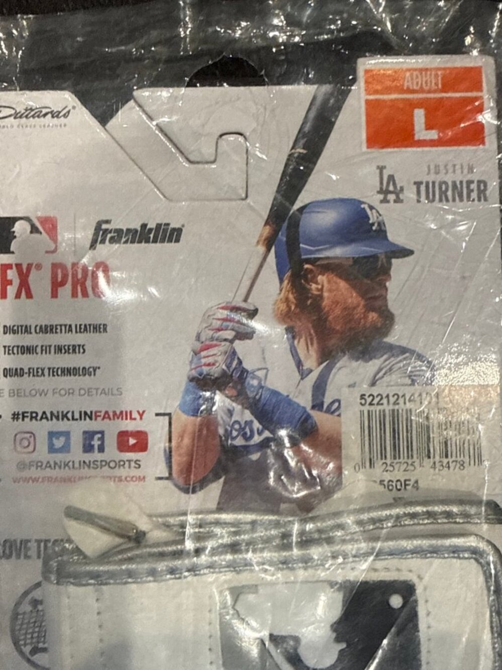Franklin Sports CFX Pro Full Color Chrome Series Adult Lg Batting Glove, White